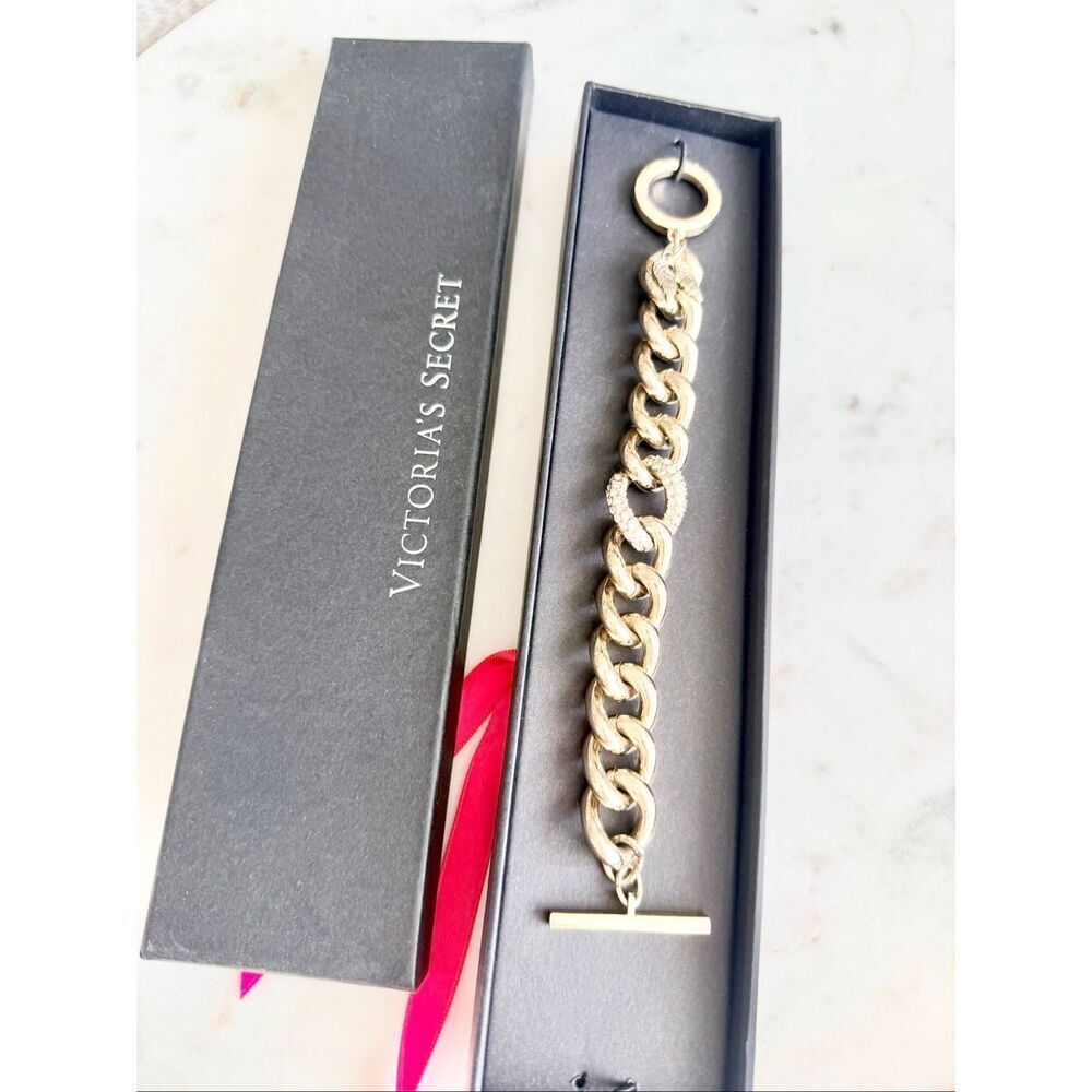 Victoria’s Secret Gold Chain Bracelet | Chunky Link Statement Bracelet | Gift Bo - Picture 3 of 5
